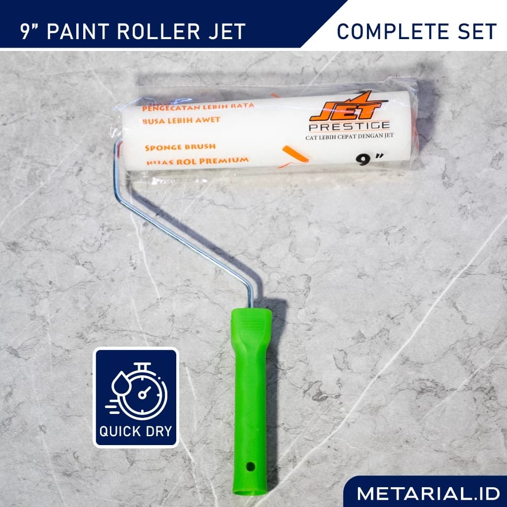 Kuas Roll BESAR Cat Tembok 9 Inch - Paint Roller BRUSH JET (GAGANG + KUAS)