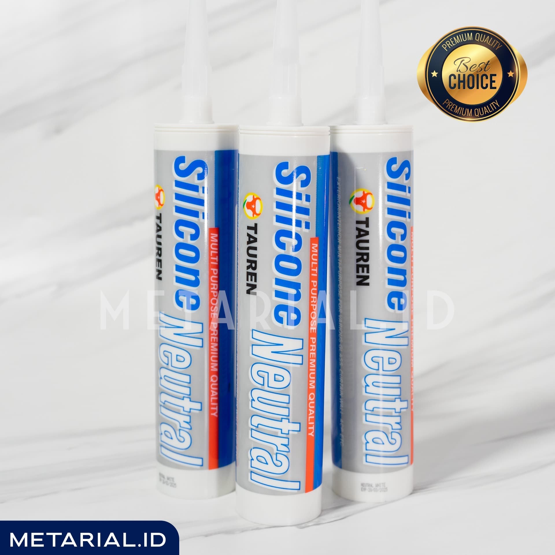 Lem Silikon Neutral TAUREN | Sillicone Sealant Netral Kaca | Non Asam - PUTIH/WHITE