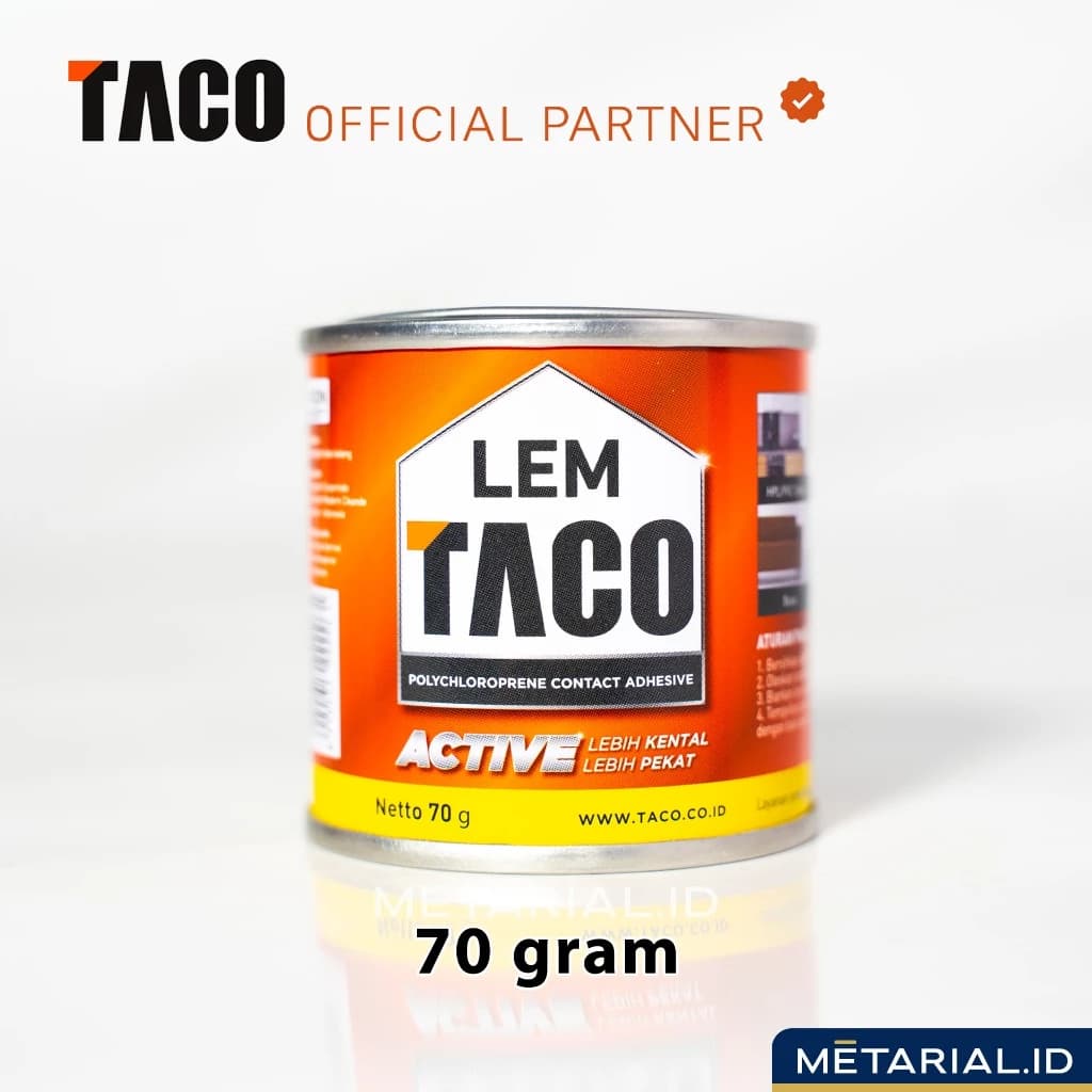 LEM TACO ACTIVE 70 GRAM Serba Guna | Lem Kuning HPL | Lantai | Karpet | Kayu | Vinyl | SPC