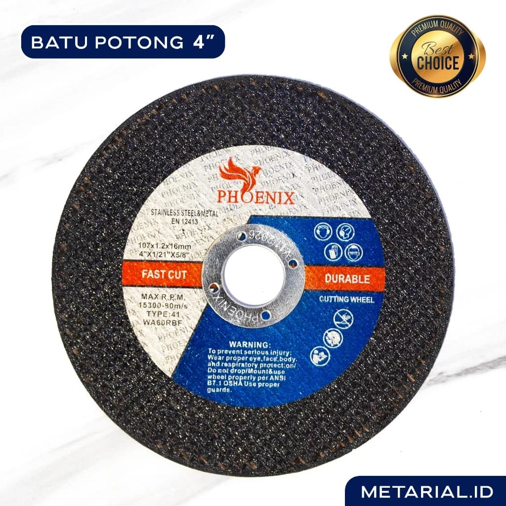 Batu Mata Gerinda Potong 4" inch | Cutting Wheel Gurinda/Grinda | Besi/Stainless Phoenix