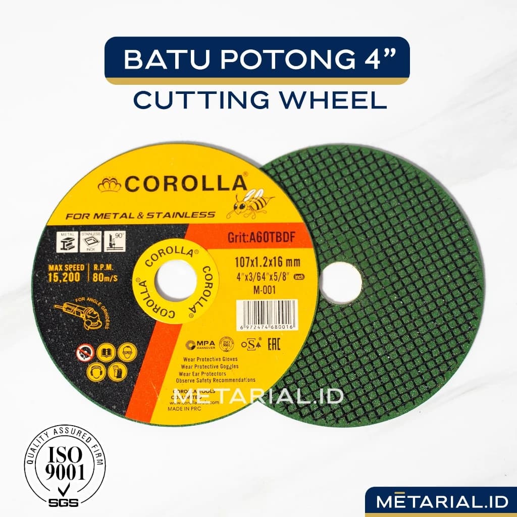 Batu Mata Gerinda Potong Corolla 4" inch | Cutting Wheel Gurinda/Grinda | Besi/Stainles 107x1.2x16mm