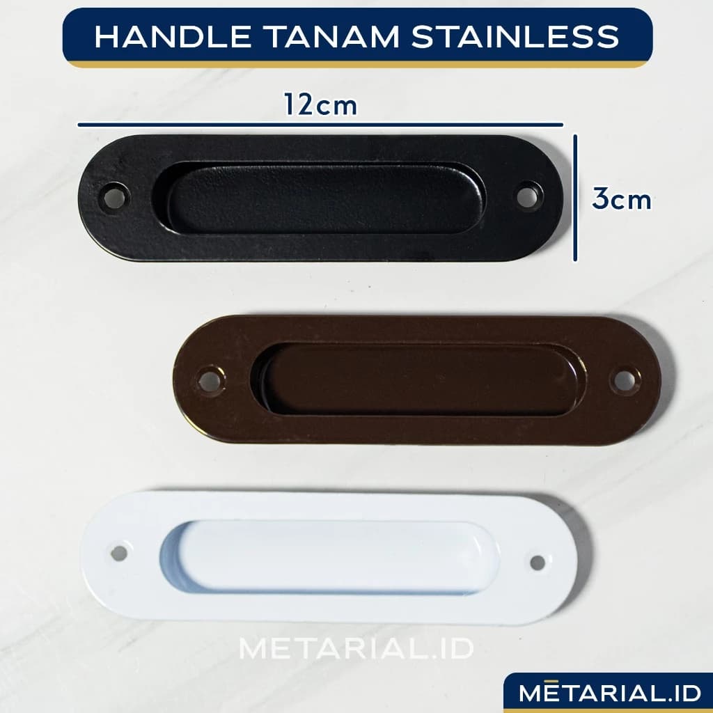 Handle Tanam Stainless Tarikan Laci (12cm x 3cm) | Sliding Pintu Geser | Lemari | Kolong Dapur