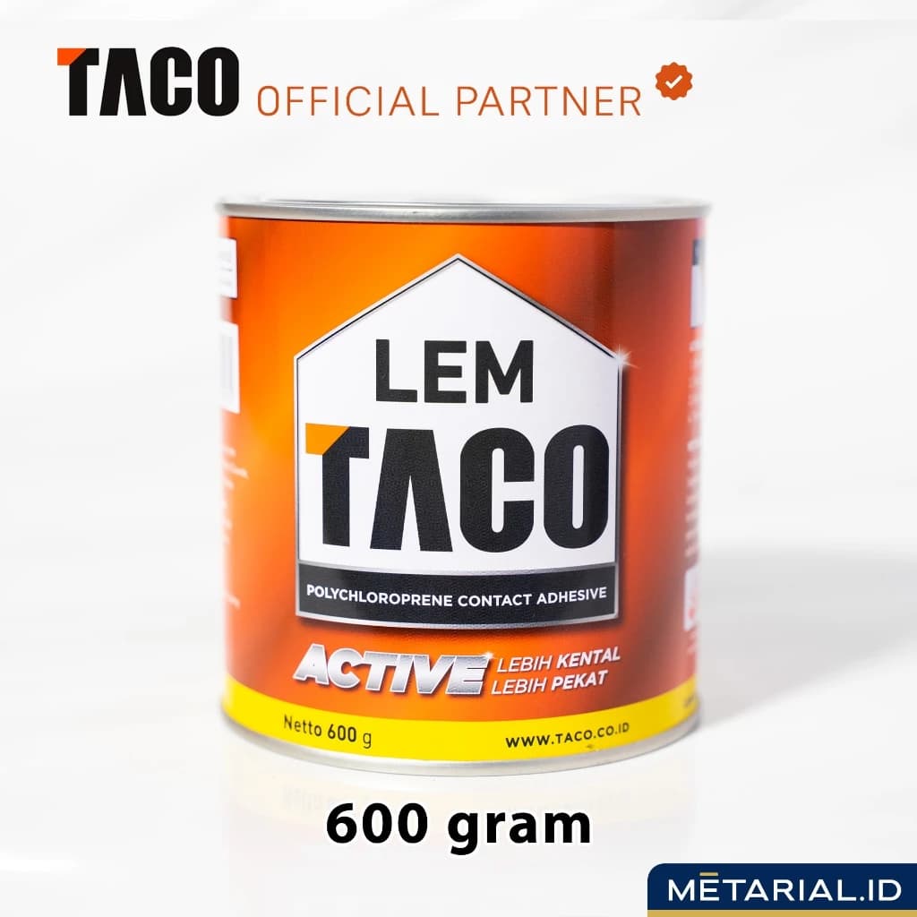 LEM TACO ACTIVE 600 Gram Serba Guna | Lem Kuning HPL | Lantai | Karpet | Kayu | Vinyl | SPC | 0,6 KG