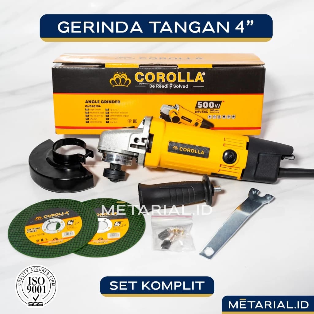MESIN GERINDA TANGAN 4" INCH COROLLA | ANGEL GRINDER | GRENDA POTONG & POLES AMPLAS | CH020104