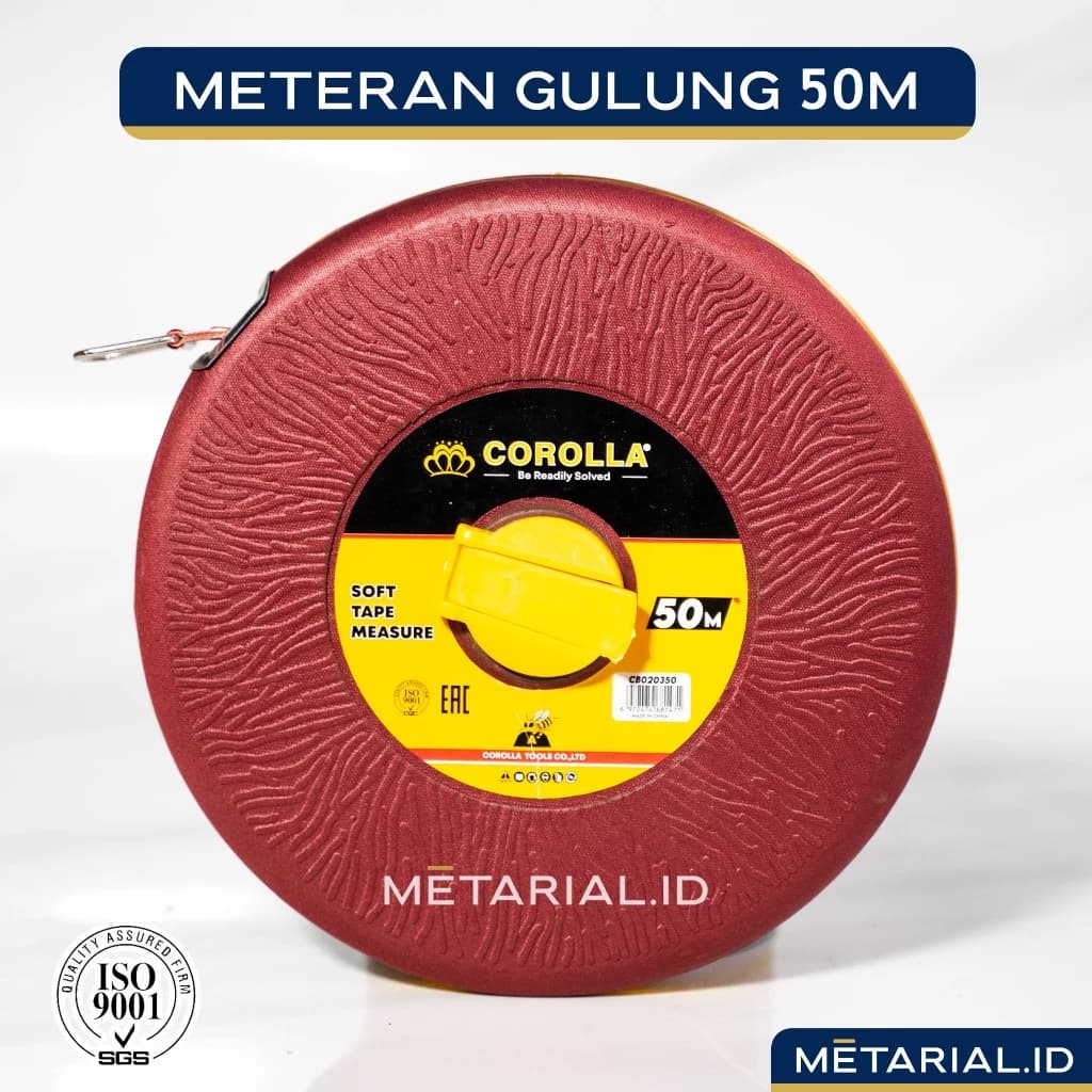Meteran Gulung Corolla Meteran Tancap Bulat Kain - Kulit - Baju - Badan - Tanah 50meter PREMIUM